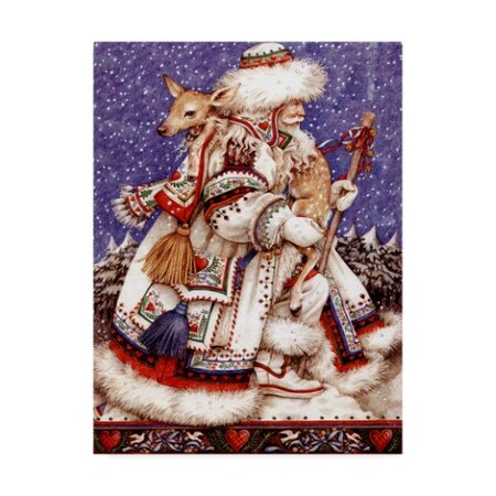 Trademark Fine Art Anne Yvonne Gilbert 'Father Christmas With Deer' Canvas Art, 14x19 ALI38101-C1419GG